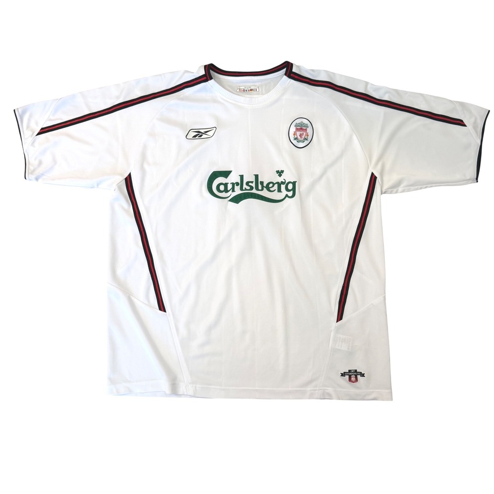 Vintage Liverpool FC 2003-05 Away Jersey Reebok Carlsberg White Mens XXL